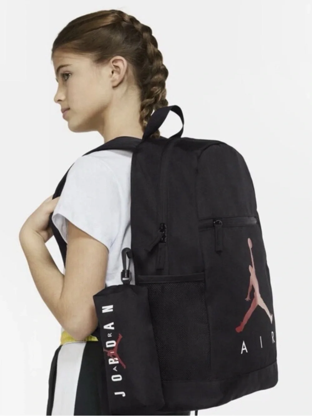 Jordan Black Backpack with Red Jumpman Logo and Pencil Case
